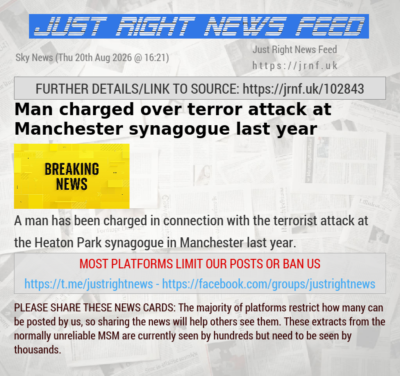 Man charged over terror attack at Manchester synagogue last year