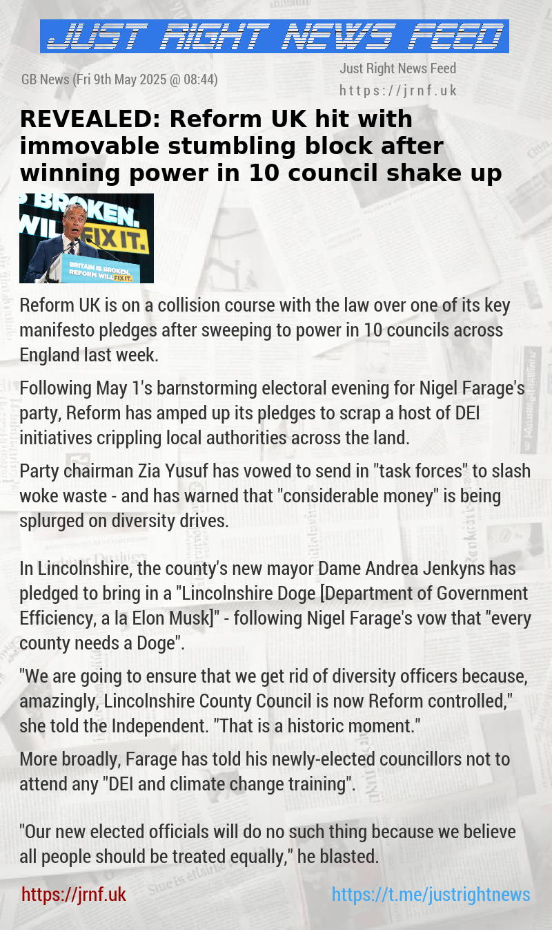 REVEALED: Reform UK hit with immovable stumbling block after winning power in 10—council shake—up