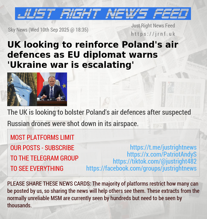 UK looking to reinforce Poland’s air defences — as EU diplomat warns ’Ukraine war is escalating’