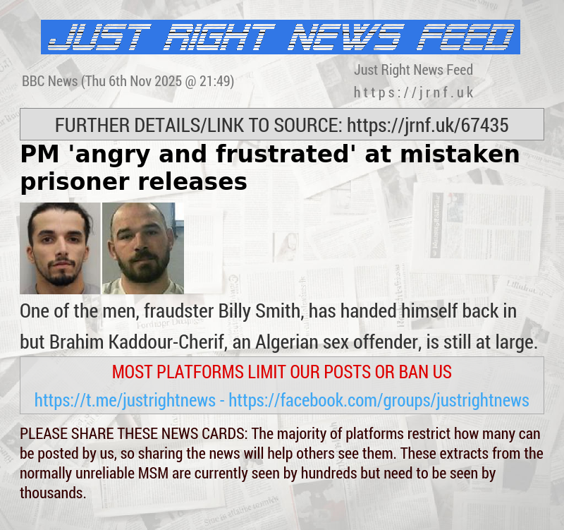 PM ’angry and frustrated’ at mistaken prisoner releases