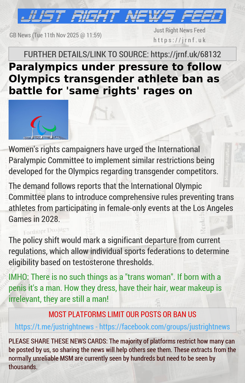 Paralympics under pressure to follow Olympics transgender athlete ban as battle for ’same rights’ rages on