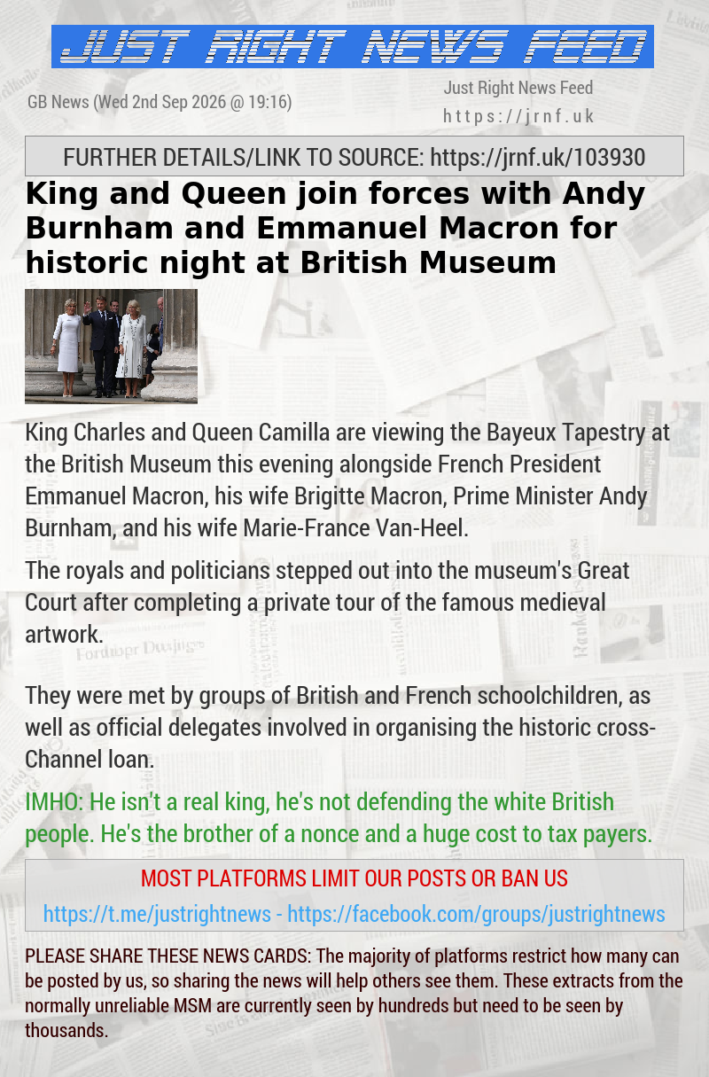 King and Queen join forces with Andy Burnham and Emmanuel Macron for historic night at British Museum