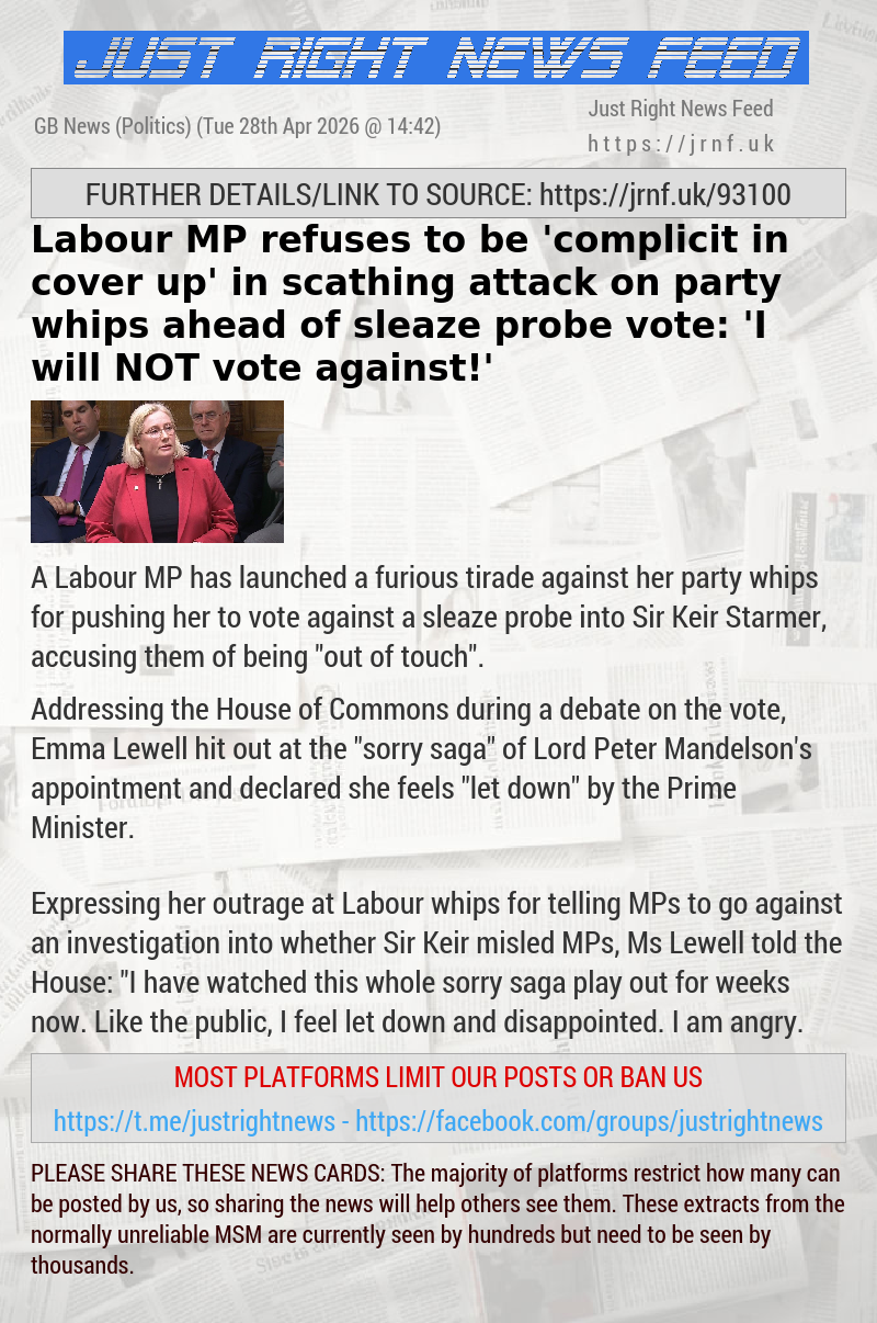 Labour MP refuses to be ’complicit in cover up’ in scathing attack on party whips ahead of sleaze probe vote: ’I will NOT vote against!’