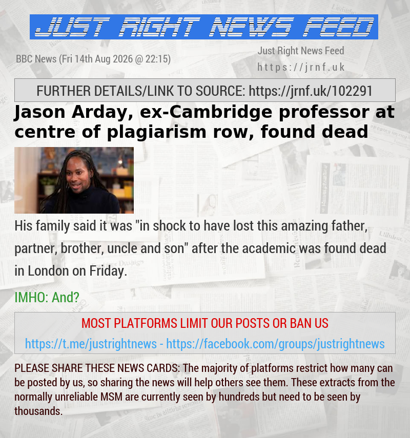 Jason Arday, ex—Cambridge professor at centre of plagiarism row, found dead