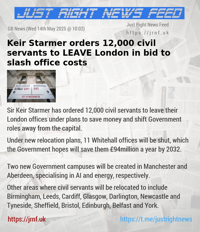 Keir Starmer orders 12,000 civil servants to LEAVE London in bid to slash office costs