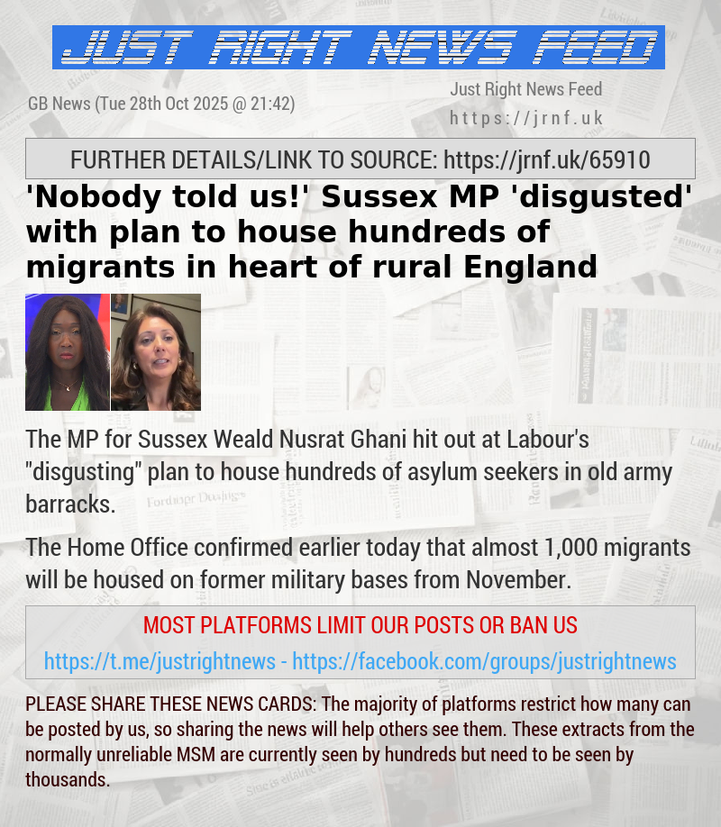 ’Nobody told us!’ Sussex MP ’disgusted’ with plan to house hundreds of migrants in heart of rural England