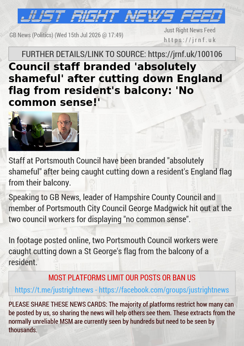 Council staff branded ’absolutely shameful’ after cutting down England flag from resident’s balcony: ’No common sense!’