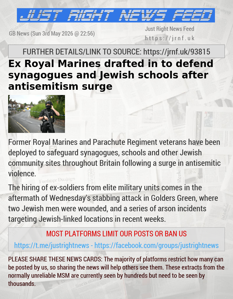 Ex Royal Marines drafted in to defend synagogues and Jewish schools after antisemitism surge