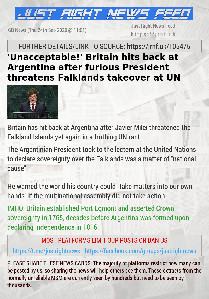 ’Unacceptable!’ Britain hits back at Argentina after furious President threatens Falklands takeover at UN