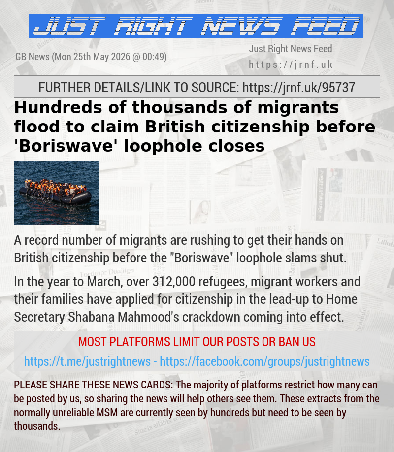 Hundreds of thousands of migrants flood to claim British citizenship before ’Boriswave’ loophole closes