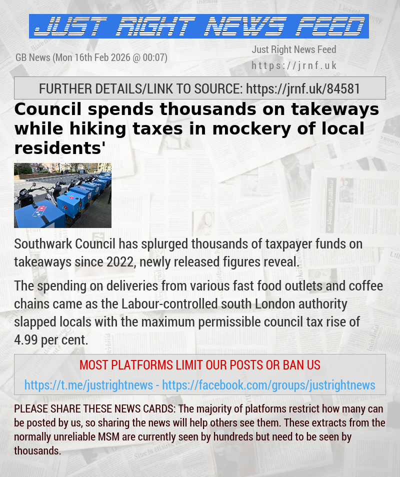 Council spends thousands on takeways while hiking taxes in ‘mockery of local residents’