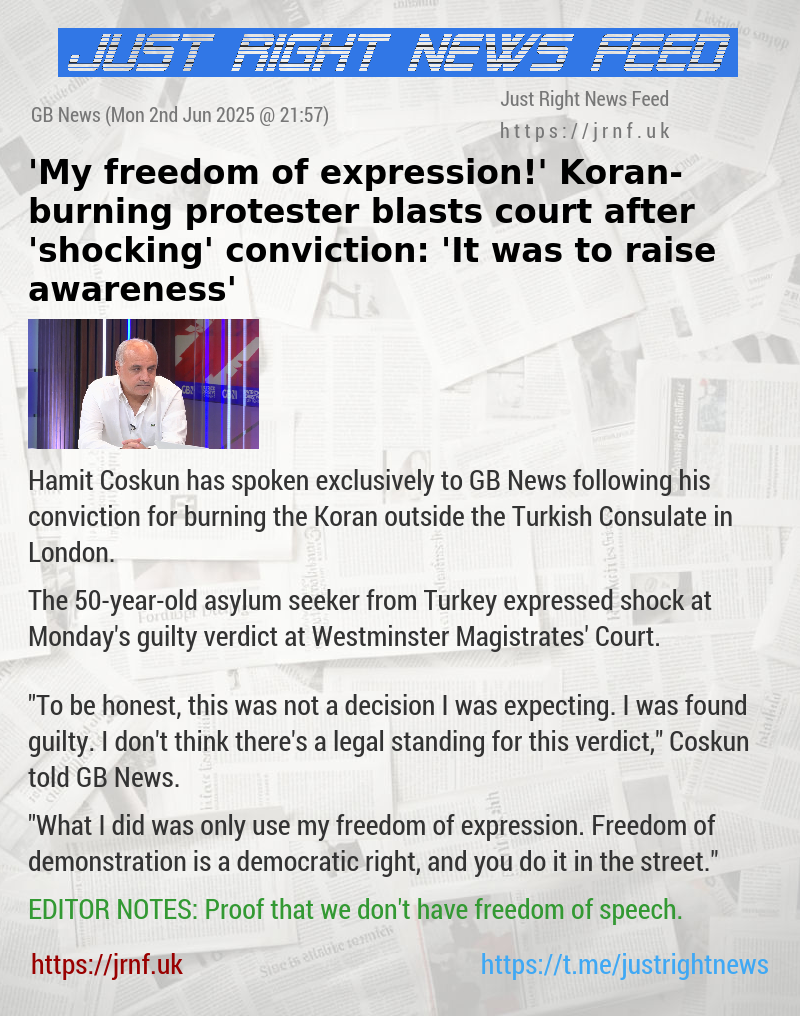 ’My freedom of expression!’ Koran—burning protester blasts court after ’shocking’ conviction: ’It was to raise awareness’