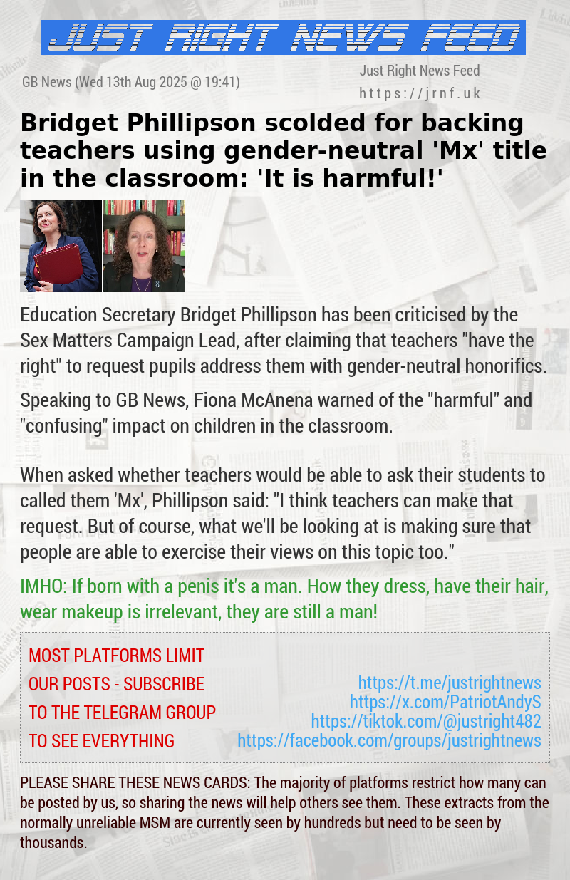 Bridget Phillipson scolded for backing teachers using gender—neutral ’Mx’ title in the classroom: ’It is harmful!’