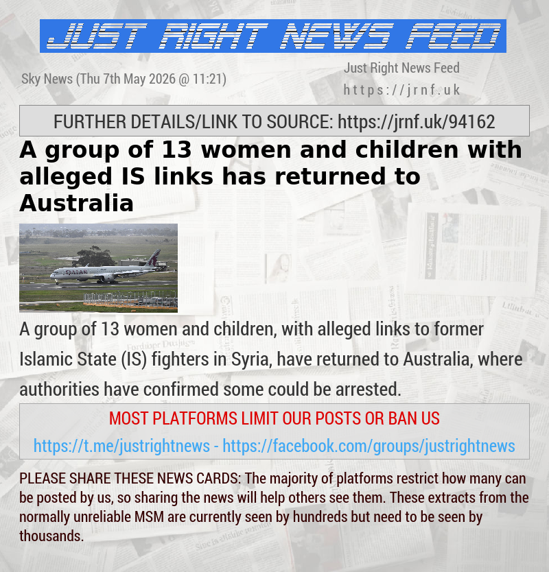 A group of 13 women and children with alleged IS links has returned to Australia