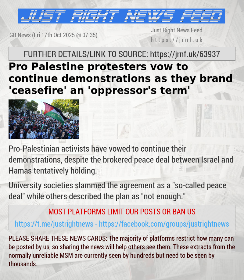 Pro—Palestine protesters vow to continue demonstrations as they brand ’ceasefire’ an ’oppressor’s term’