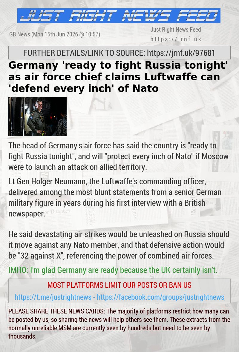 Germany ’ready to fight Russia tonight’ as air force chief claims Luftwaffe can ’defend every inch’ of Nato