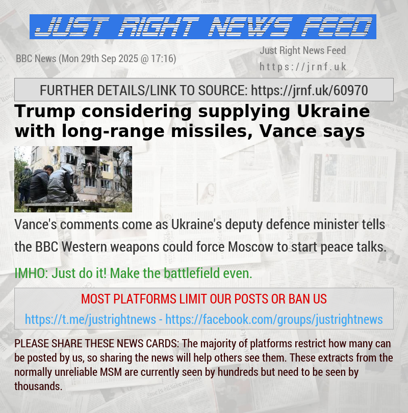Trump considering supplying Ukraine with long—range missiles, Vance says