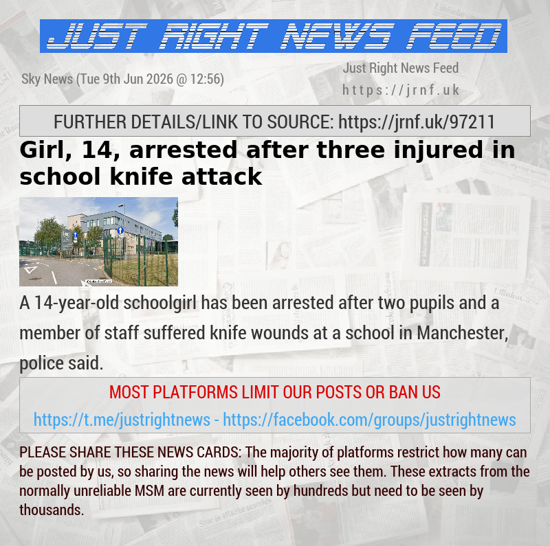 Girl, 14, arrested after three injured in school knife attack