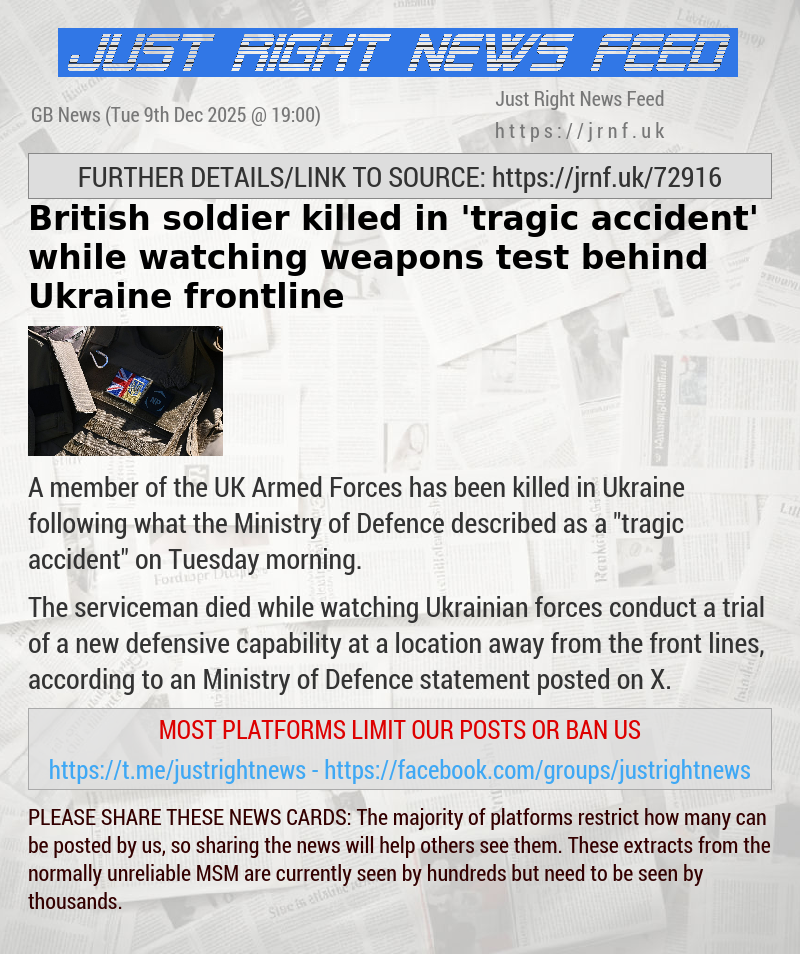 British soldier killed in ’tragic accident’ while watching weapons test behind Ukraine frontline