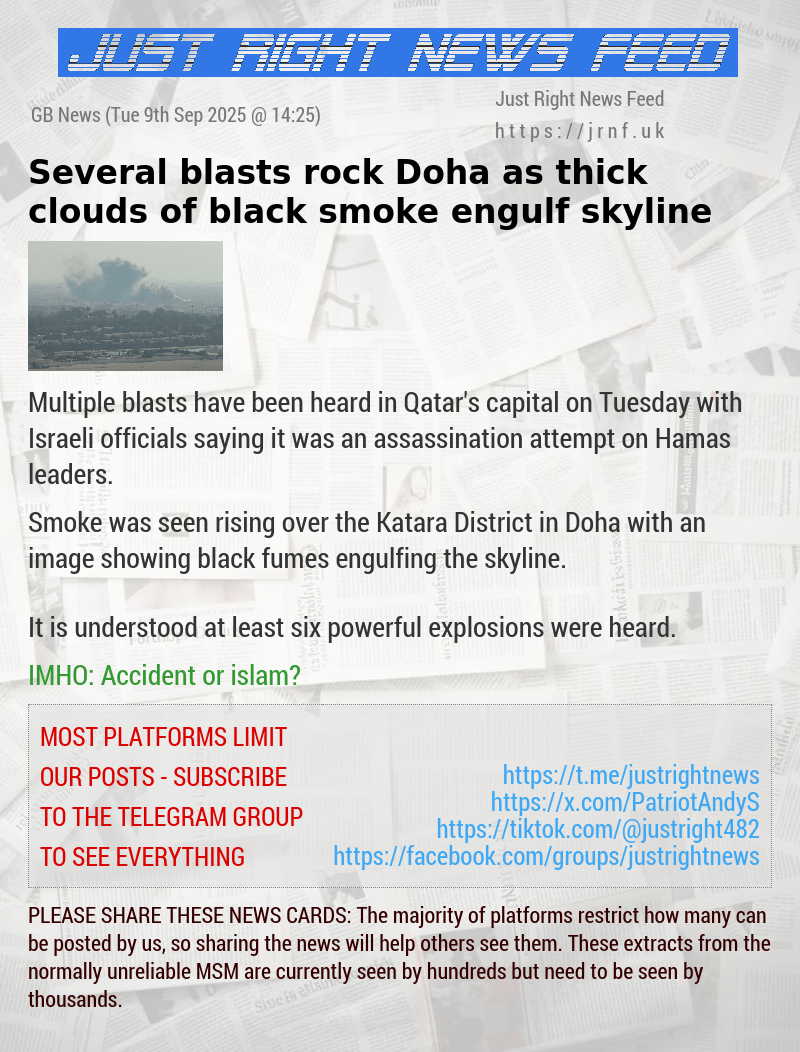 Several blasts rock Doha as thick clouds of black smoke engulf skyline