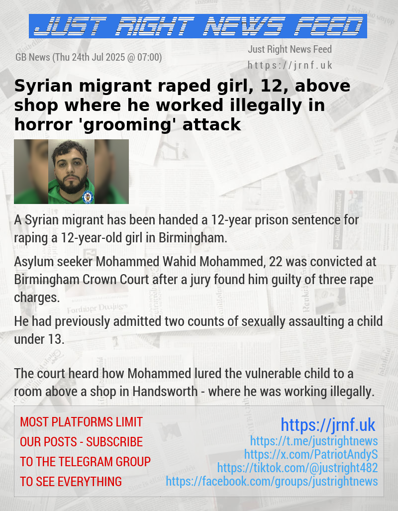 Syrian migrant raped girl, 12, above shop where he worked illegally in horror ’grooming’ attack