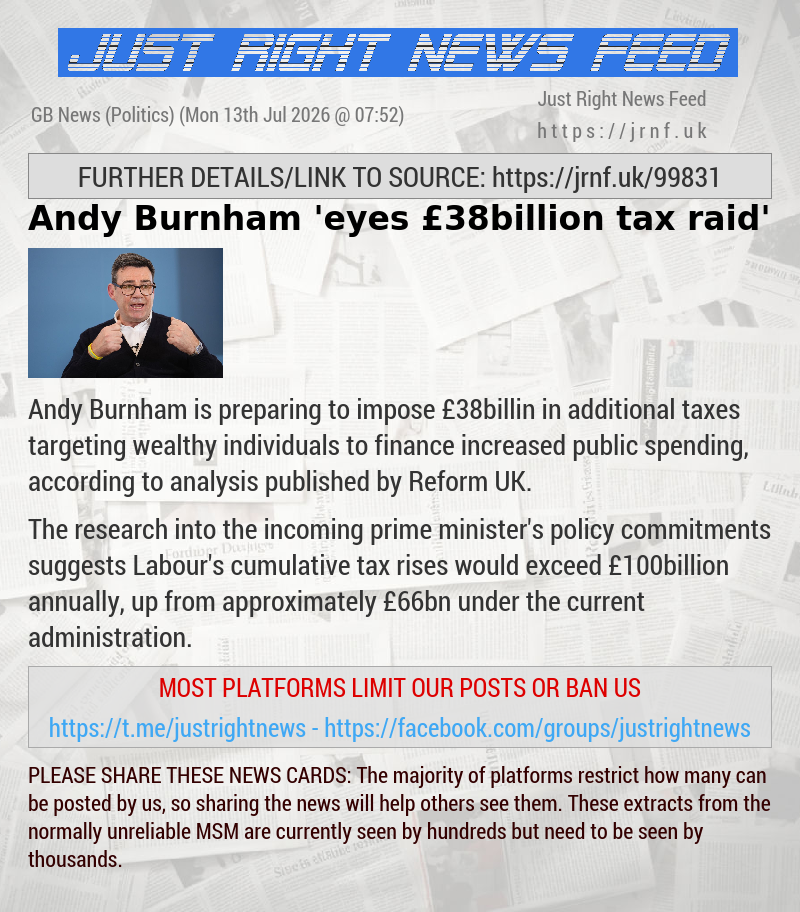 Andy Burnham ’eyes &pound;38billion tax raid’