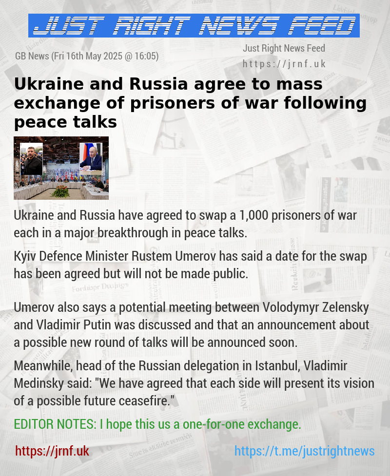 Ukraine and Russia agree to mass exchange of prisoners of war following peace talks