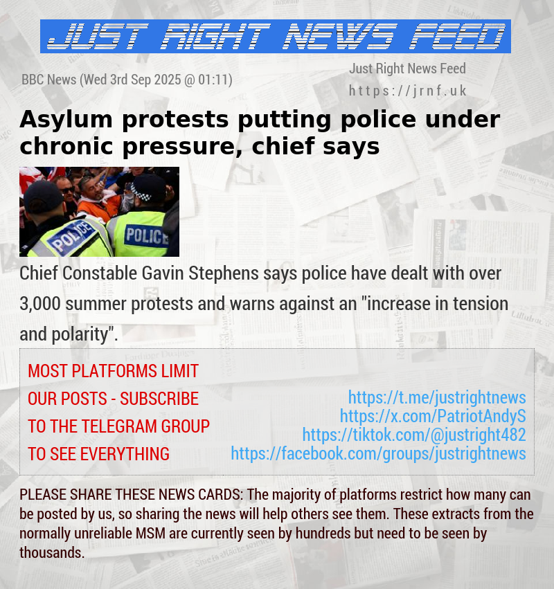 Asylum protests putting police under chronic pressure, chief says