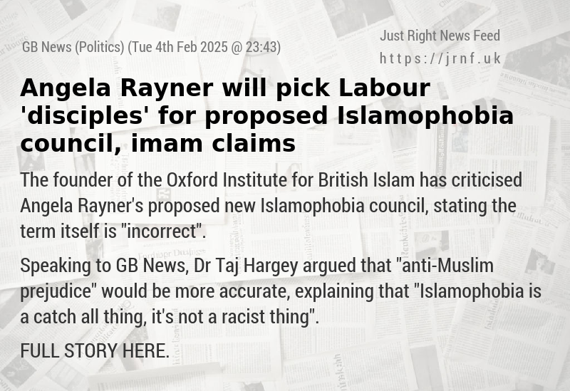 Angela Rayner will pick Labour ’disciples’ for proposed Islamophobia council, imam claims