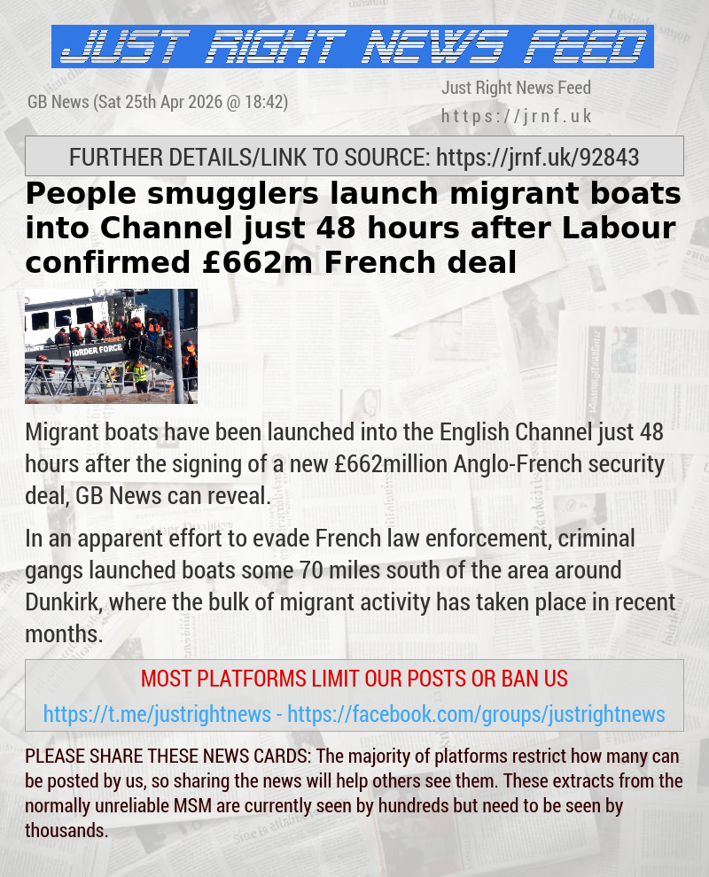 People smugglers launch migrant boats into Channel just 48 hours after Labour confirmed &pound;662m French deal