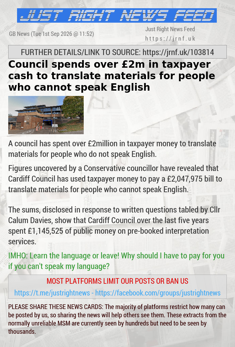 Council spends over &pound;2m in taxpayer cash to translate materials for people who cannot speak English
