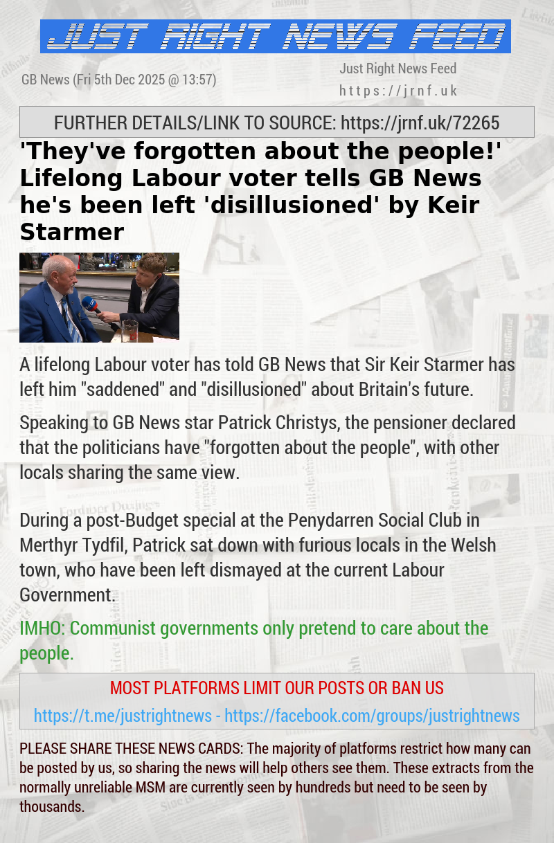 ’They’ve forgotten about the people!’ Lifelong Labour voter tells GB News he’s been left ’disillusioned’ by Keir Starmer