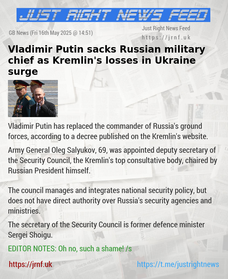 Vladimir Putin sacks Russian military chief as Kremlin’s losses in Ukraine surge