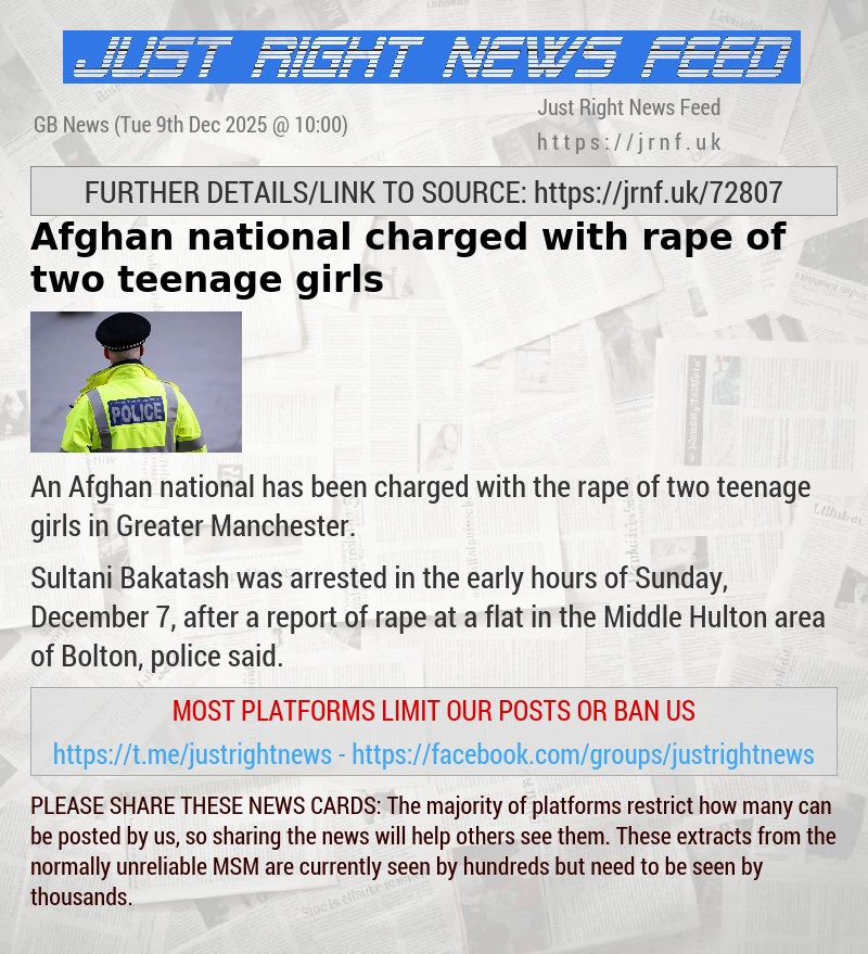 Afghan national charged with rape of two teenage girls