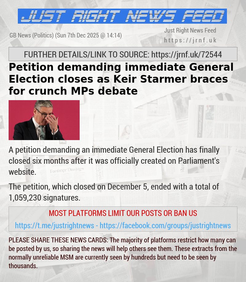 Petition demanding immediate General Election closes as Keir Starmer braces for crunch MPs debate