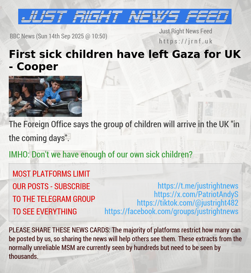 First sick children have left Gaza for UK — Cooper