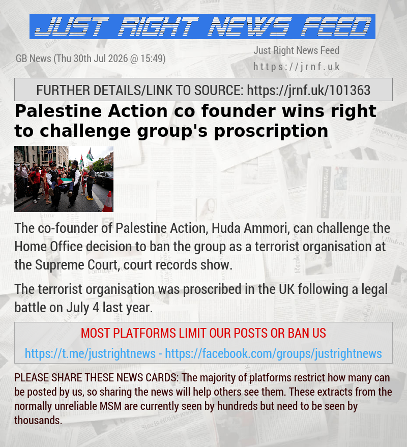 Palestine Action co—founder wins right to challenge group’s proscription