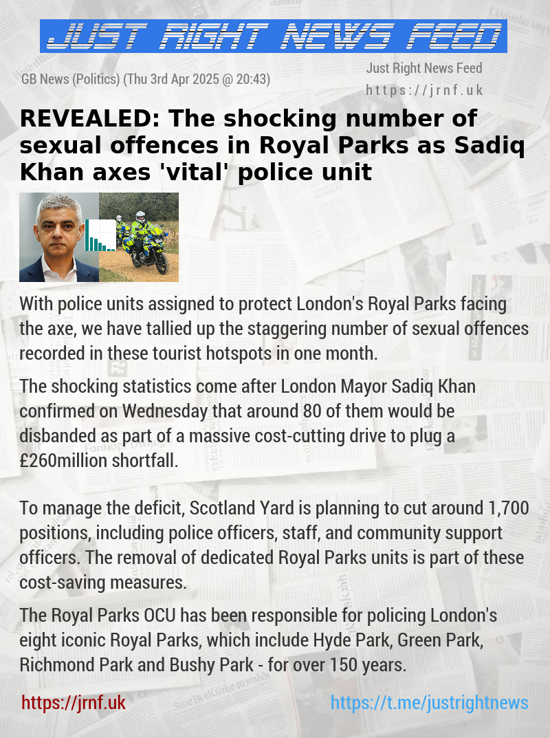 REVEALED: The shocking number of sexual offences in Royal Parks as Sadiq Khan axes ’vital’ police unit