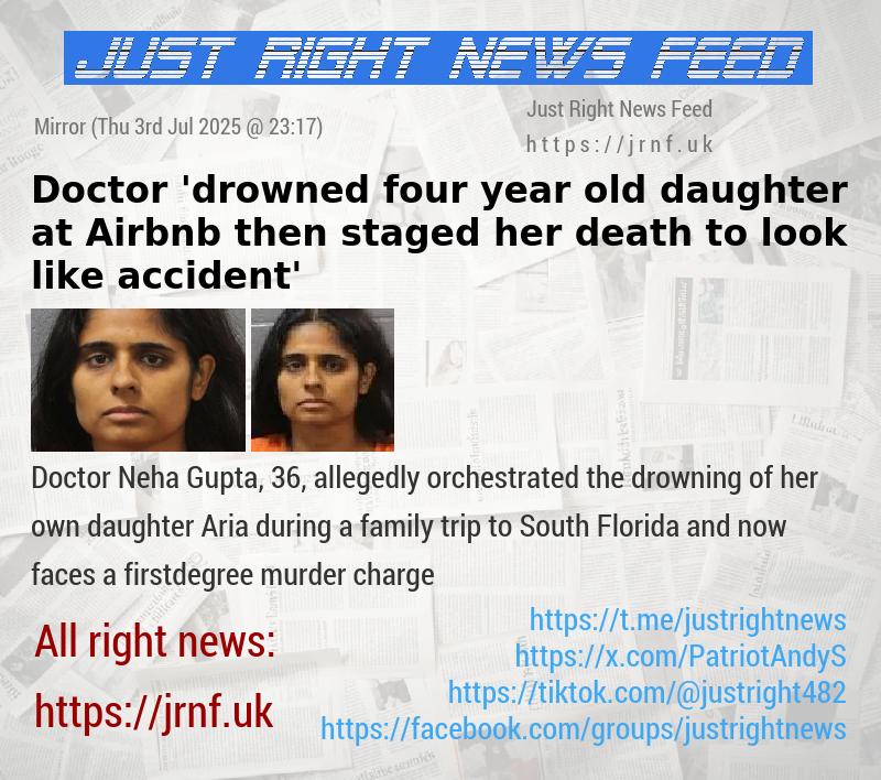 Doctor ’drowned four—year—old daughter at Airbnb then staged her death to look like accident’