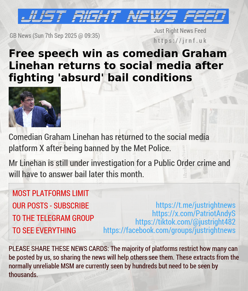 Free speech win as comedian Graham Linehan returns to social media after fighting ’absurd’ bail conditions