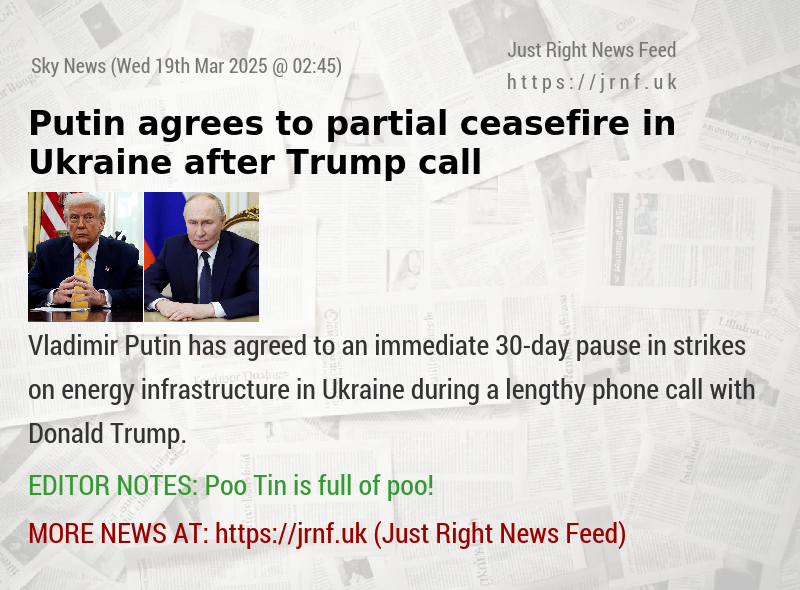 Putin agrees to partial ceasefire in Ukraine after Trump call