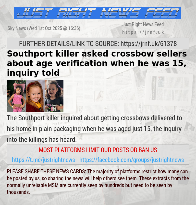 Southport killer asked crossbow sellers about age verification when he was 15, inquiry told