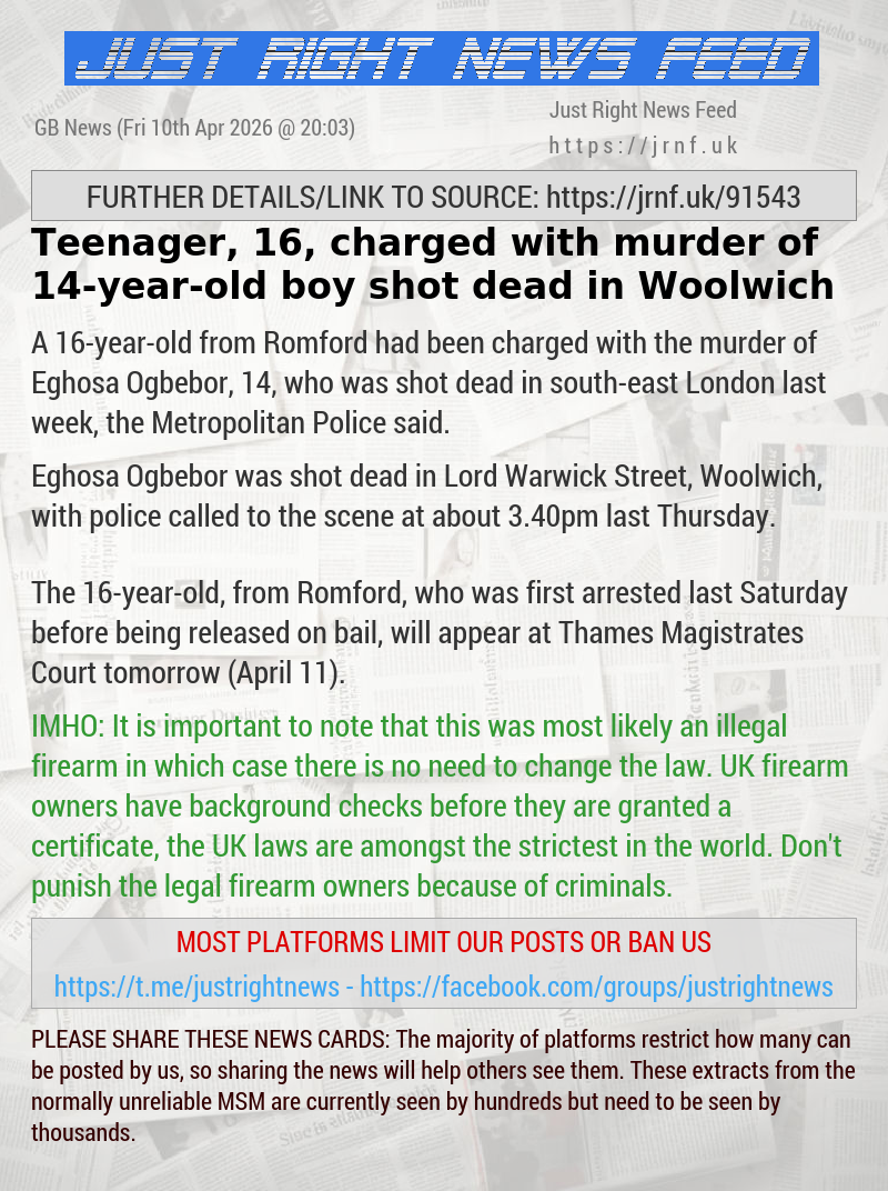 Teenager, 16, charged with murder of 14—year—old boy shot dead in Woolwich