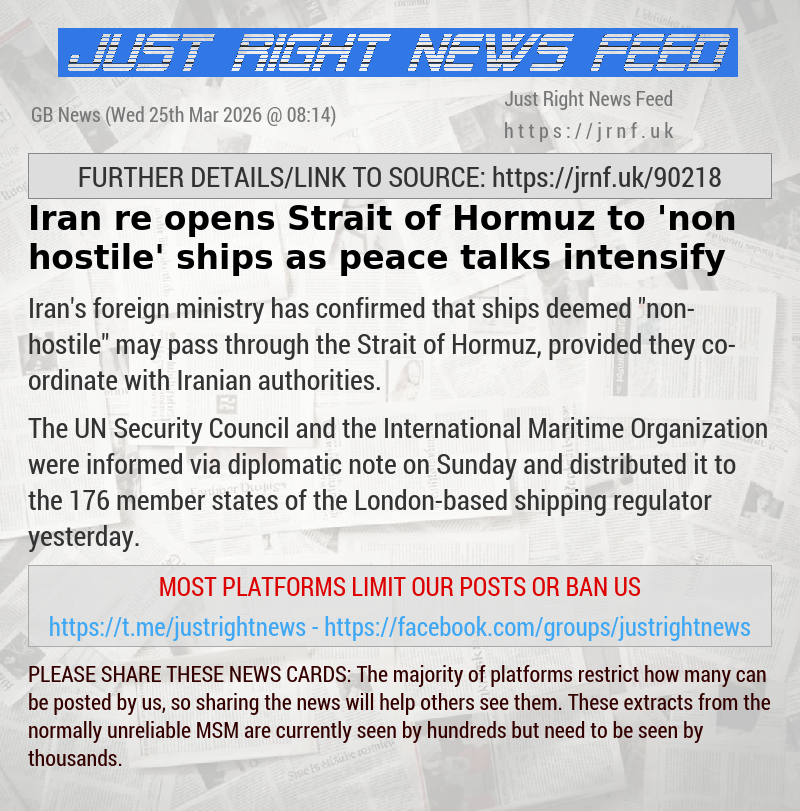 Iran re—opens Strait of Hormuz to ’non—hostile’ ships as peace talks intensify