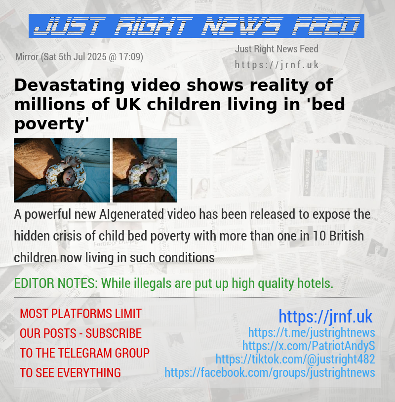 Devastating video shows reality of millions of UK children living in ’bed poverty’