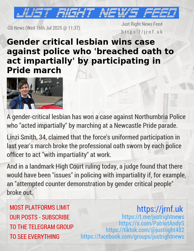 Gender—critical lesbian wins case against police who ’breached oath to act impartially’ by participating in Pride march