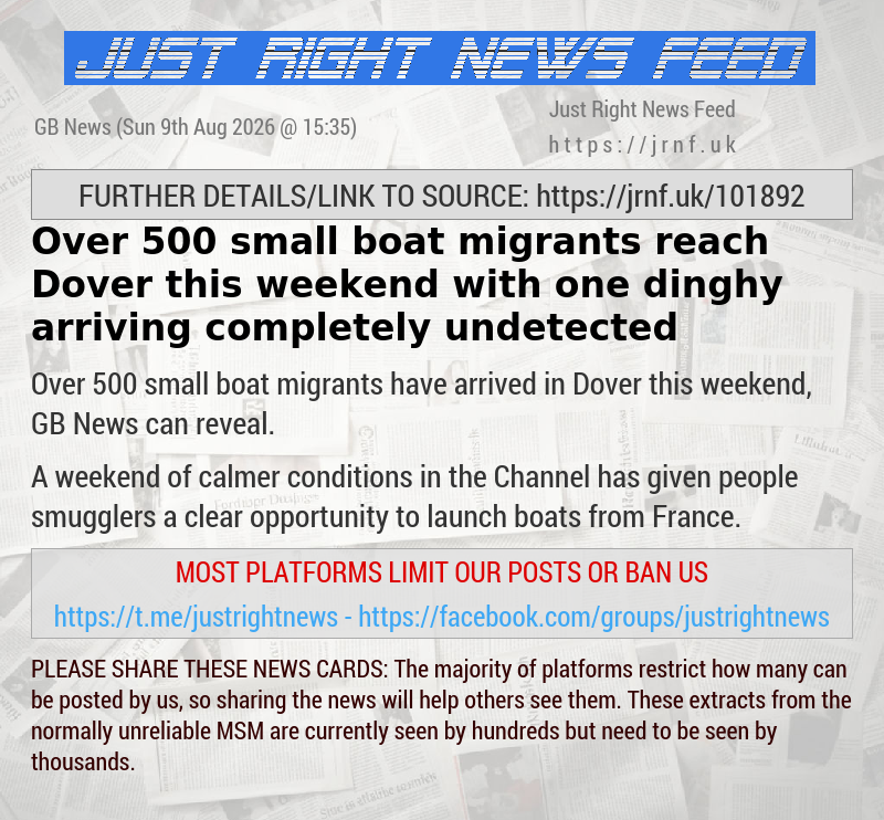 Over 500 small boat migrants reach Dover this weekend with one dinghy arriving completely undetected