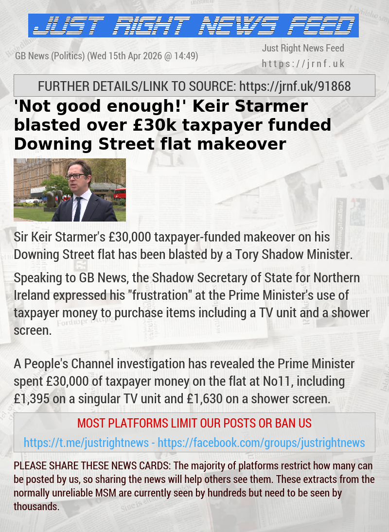 ’Not good enough!’ Keir Starmer blasted over &pound;30k taxpayer—funded Downing Street flat makeover