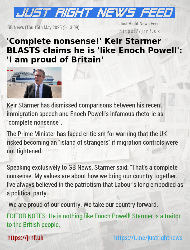 ’Complete nonsense!’ Keir Starmer BLASTS claims he is ’like Enoch Powell’: ’I am proud of Britain’