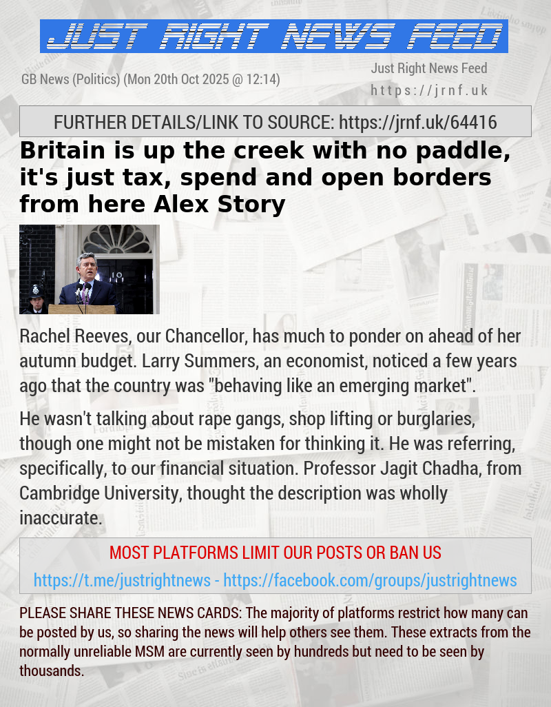Britain is up the creek with no paddle, it’s just tax, spend and open borders from here — Alex Story